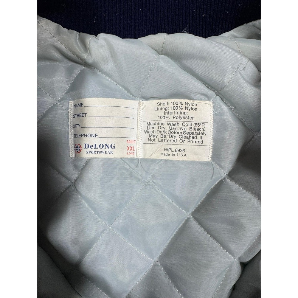 Vintage Michigan Wolverines Jacket Mens 2XL Blue DeLONG Nylon Varsity Snap USA - Picture 5 of 8